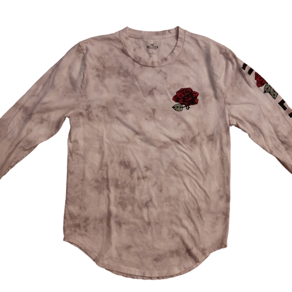 Hollister Tie Dye Shirt with Rose Design Size Small - Picture 1 of 4